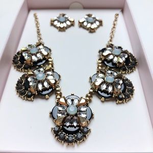 New black Jewel necklace earrings jewelry set